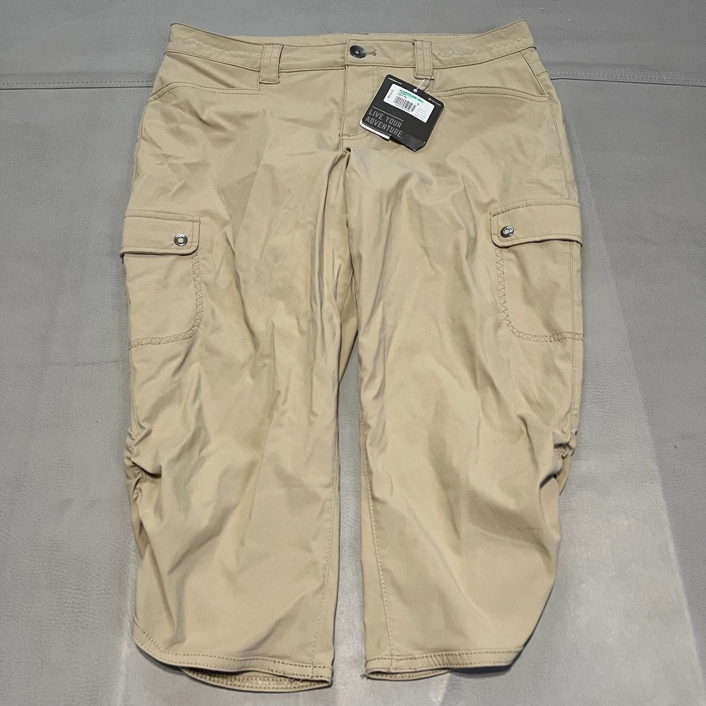 New Eddie Bauer Horizon Capri‎ Khaki Pant Women Petite 8P Outdoor Stretch Hike-
